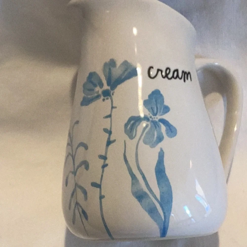 Rae Dunn Blue Floral Sugar and Cream Set